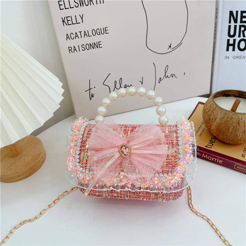 Bolso de crossbody de las muchachas del estilo de Chanel bolso de La Perla princesa de la manera del bolso de hombro de la cadena de los niños bolsa de accesorios