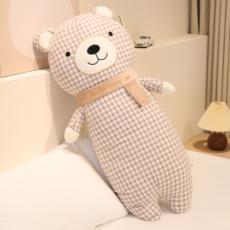 Bufandas de dibujos animados osos dormidos almohada de brazo largo dormitorio piernas de sujeción lateral almohada de cama almohada de cama almohada tela desmontable