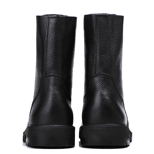 Top-Grade Calfskin Martin Boots for Men, Genuine Leather Boots with British Style, High-Collar Work Boots for Autumn and Winter, Mid-Collar Military Style Boots for Men