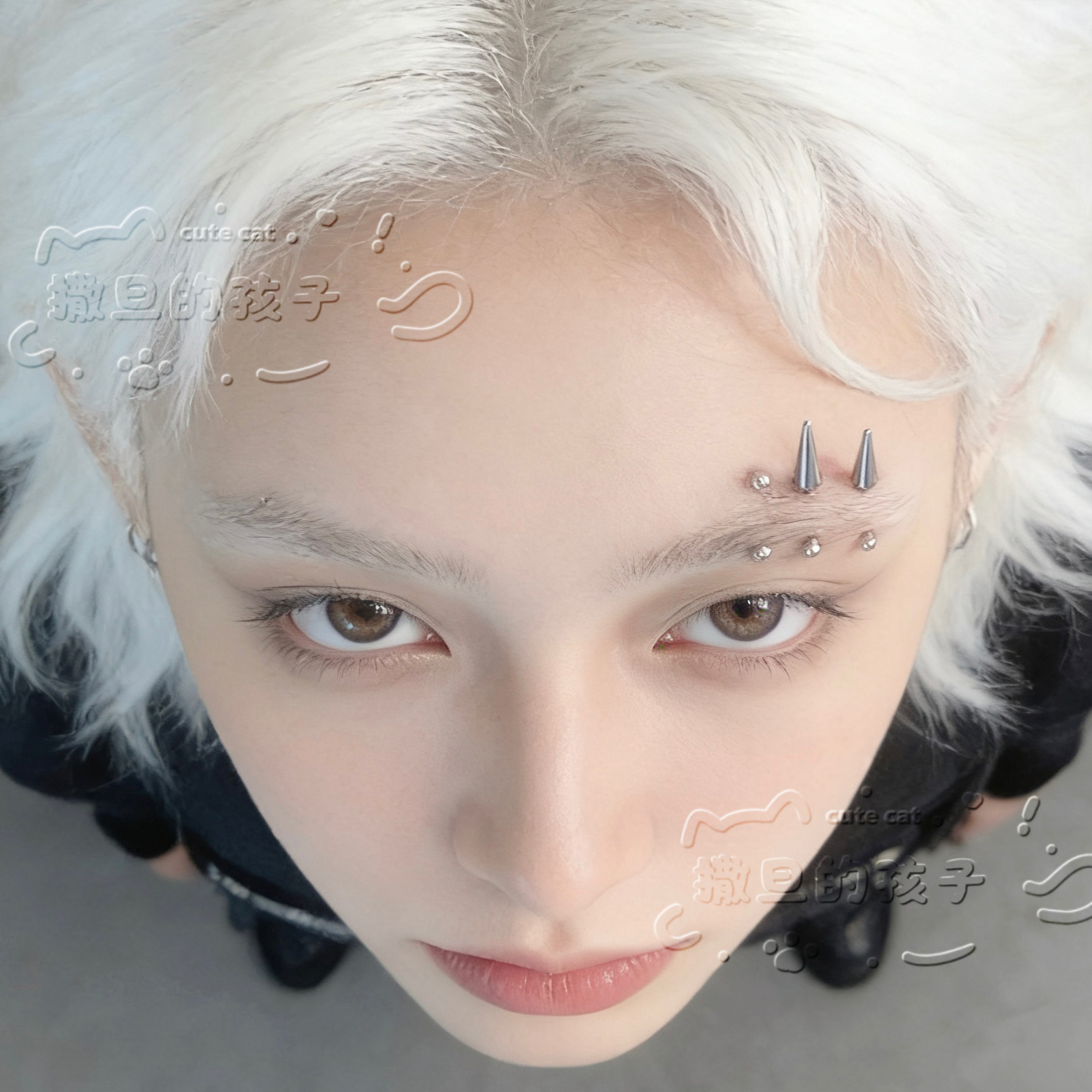 Pointed labret stud close-up product detail