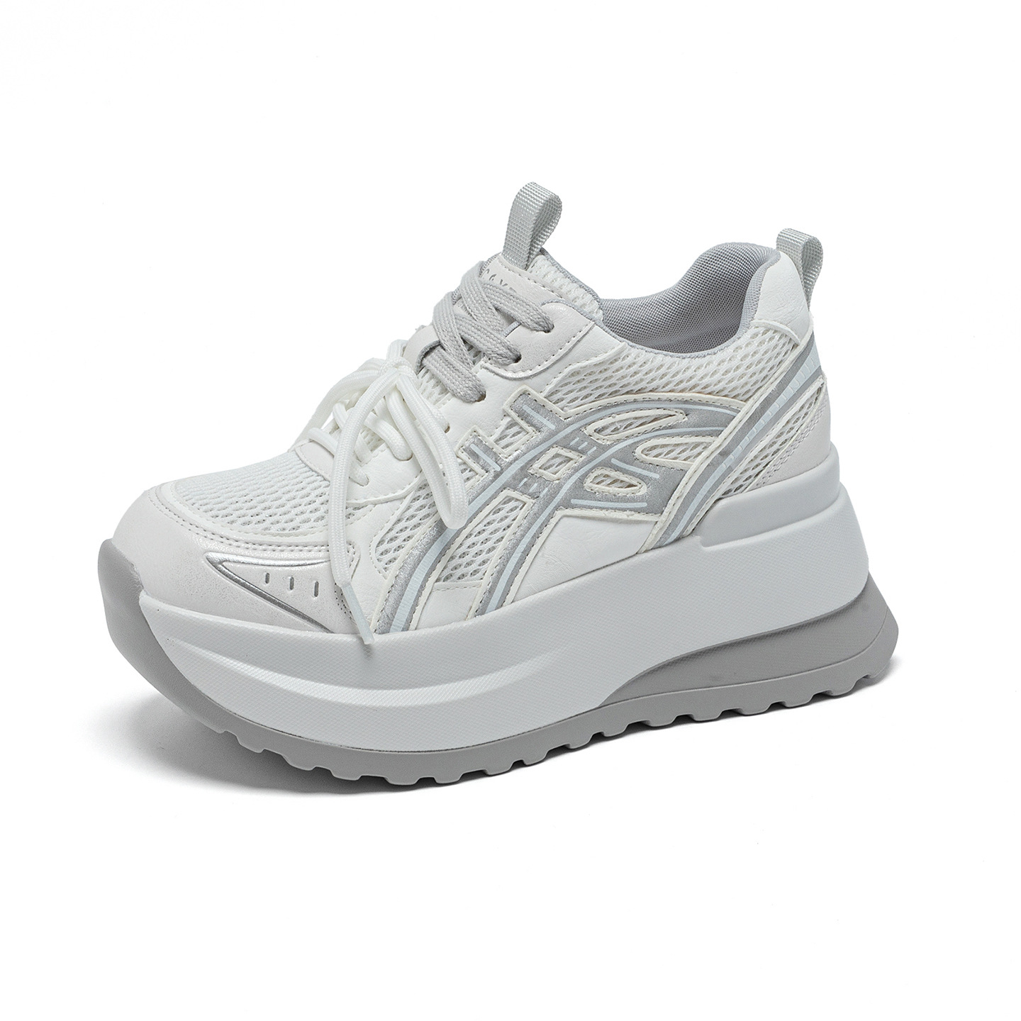 Giày sneaker nữ đế dày phong cách cổ điển, tăng chiều cao, thoải mái — Vàng 5053, Xám 5053, Tím 5053