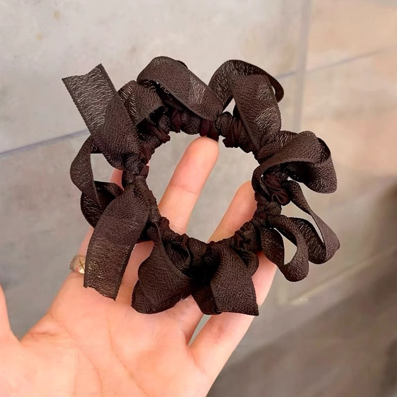 Tejido simple anillo de cabello cuerda de cabeza mujer 2025 nuevo tocado de banda de goma de cabeza de bola de alta elasticidad cuerda de cabello de cola de caballo