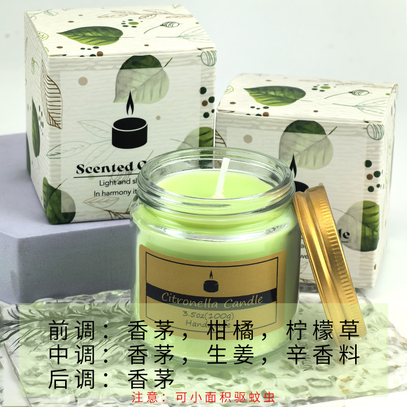 Source Factory Customized Aromatherapy Candle 100g Indoor Air Freshening Citronella Oil Scent Mosquito Repellent Aromatherapy Candle