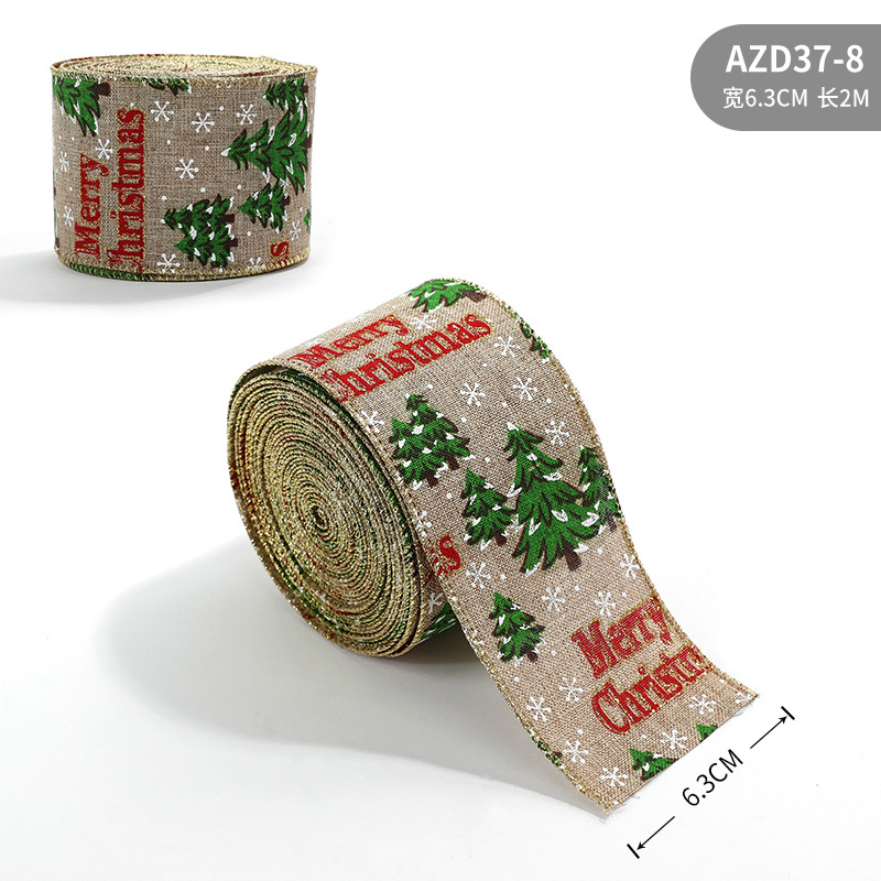 Nueva cinta de Navidad, cinta de imitación de lino, accesorios de lazo decorativos, copo de nieve, cinta de Navidad, spot al por mayor