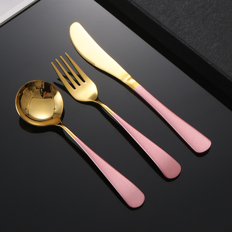 Internet de celebridades cuchillo, tenedor y cuchara-oro rosa