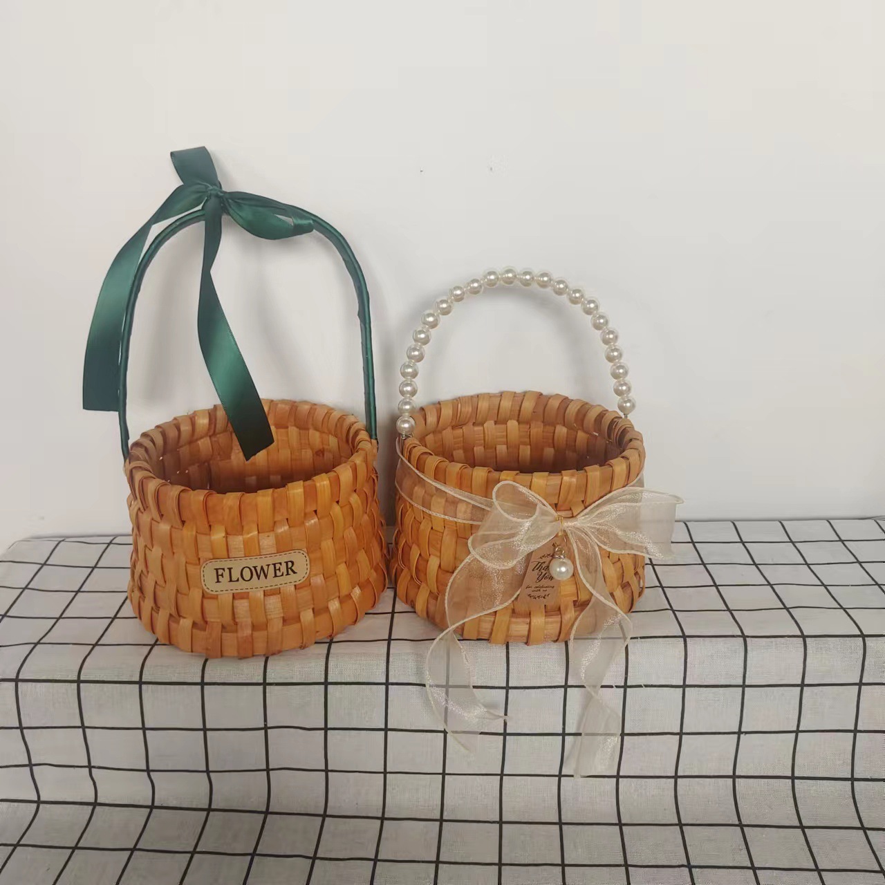 1492g Weight Storage Basket Storage & Cleaning 1 Piece Quantity Home Occasion Wood Material Valentine'S Day Festival Bow Knot Pattern Pastoral Style Pastoral Bow Knot Wood Storage Basket 6