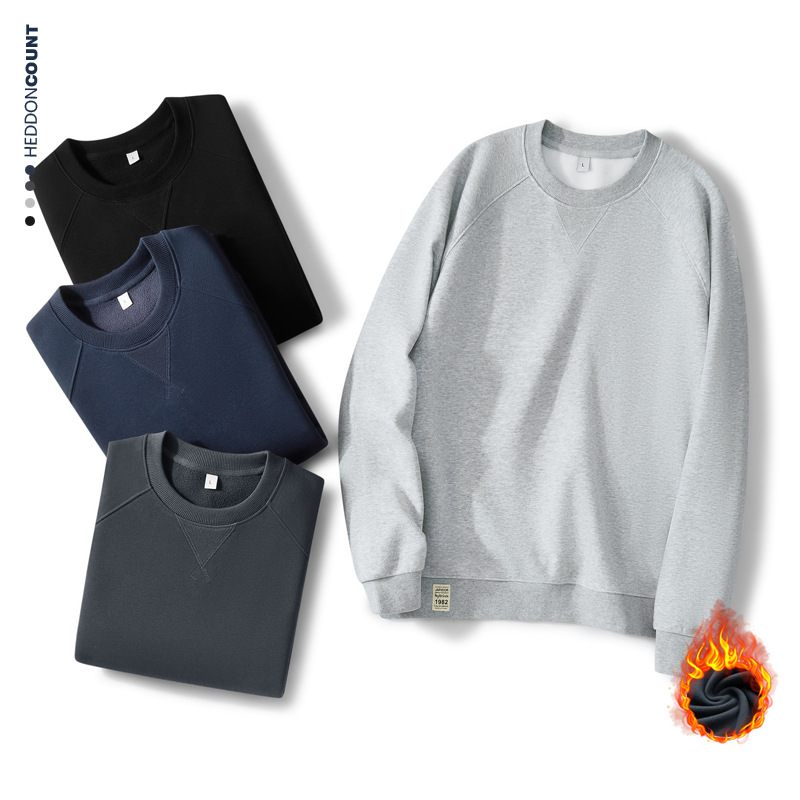 Unisex Heavyweight Fleece Crewneck Sweatshirt - 350GSM Twill Fabric Drop Shoulder Design For Men & Women_voghion.com