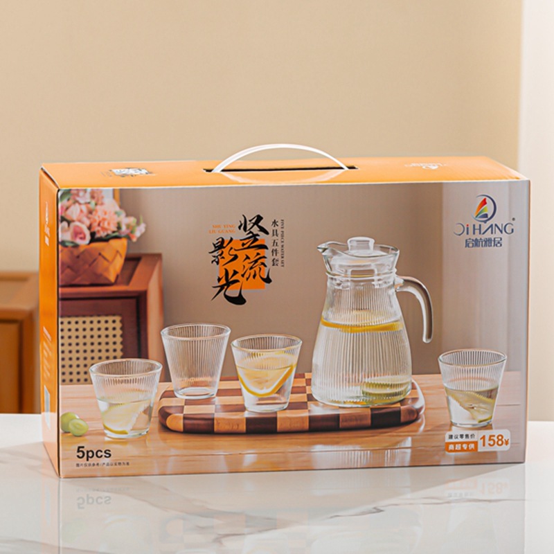 Juego de Jarra de Agua Fría Set de 5 Piezas de Vidrio para Jugos y Bebidas
