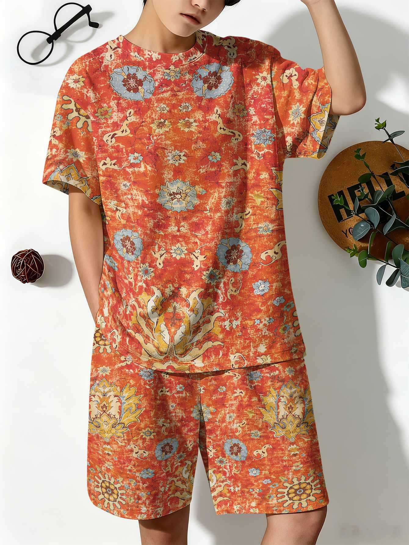 Jungen Anzug Mit Polka-dot- Und Blumenmuster In 3d-optik Set_voghion.com