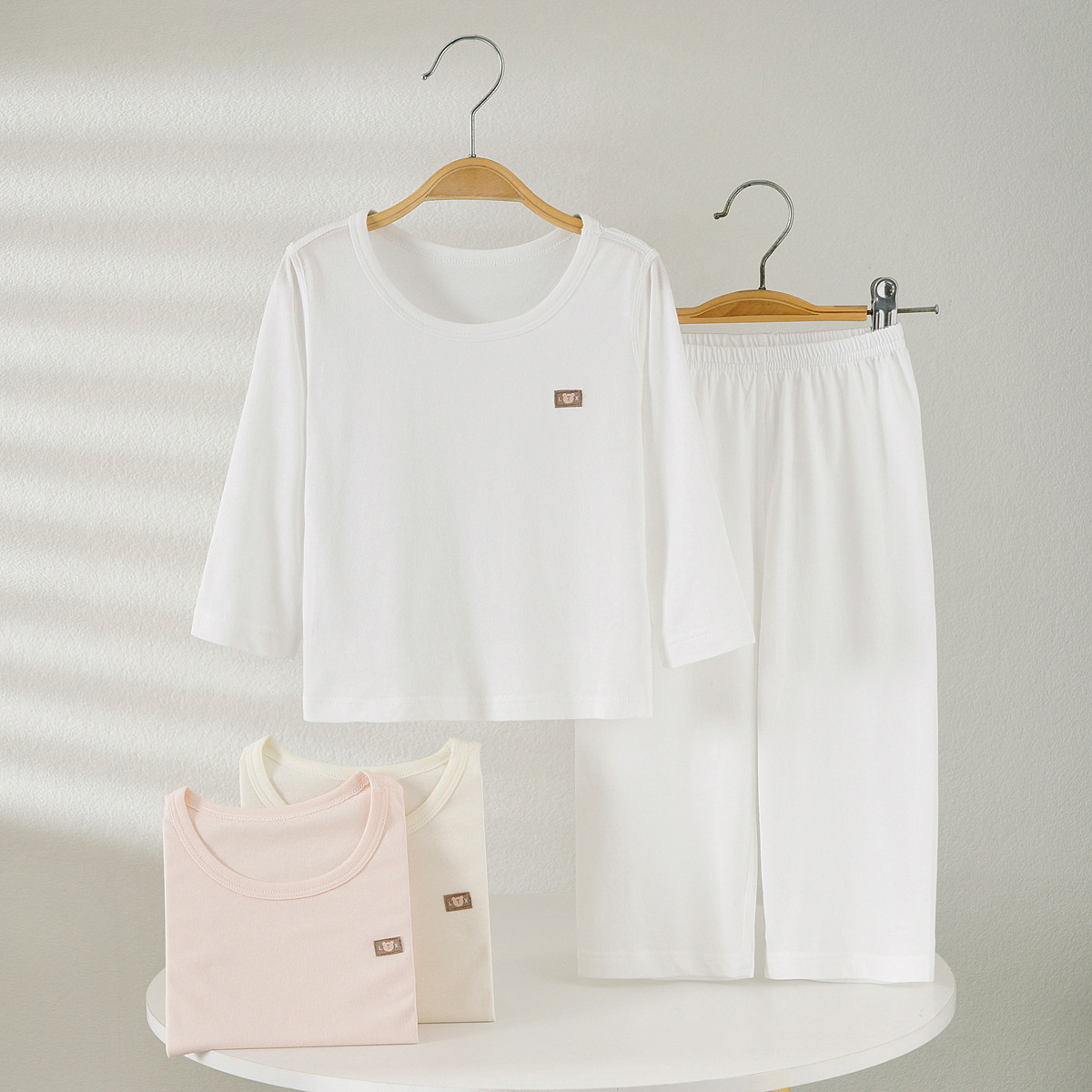 Boys and girls summer cotton underwear pajamas suit 80-130 yards home air conditioning clothing single-layer bottoming clothes