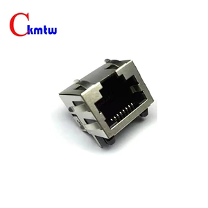 [网口插座RJ45-8P8C TAB-Up H=15.75 弯插 带屏蔽 短体 无灯带弹片]