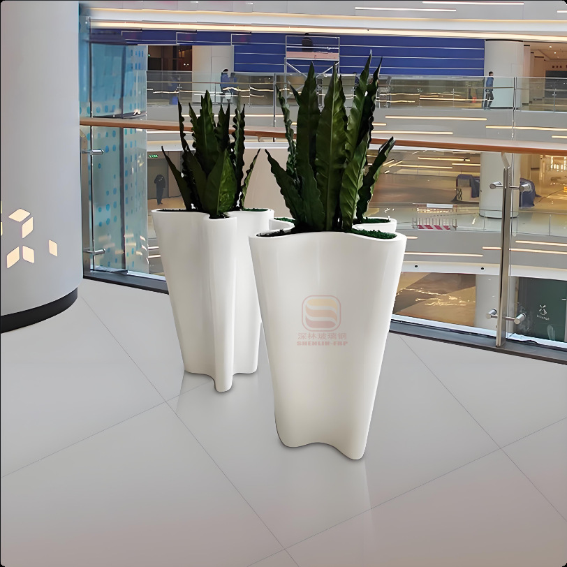 Nordic fibra de vidrio frita maceta combinada centro comercial hotel decoración al aire libre maceta de flores resistente a la corrosión