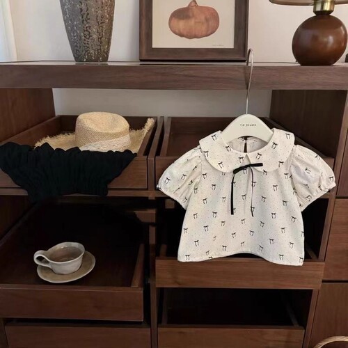 Fancy Set for Girls - Summer New Children's College Style Baby Collar Top and Floral Shorts Two-Piece Set for Baby Girls