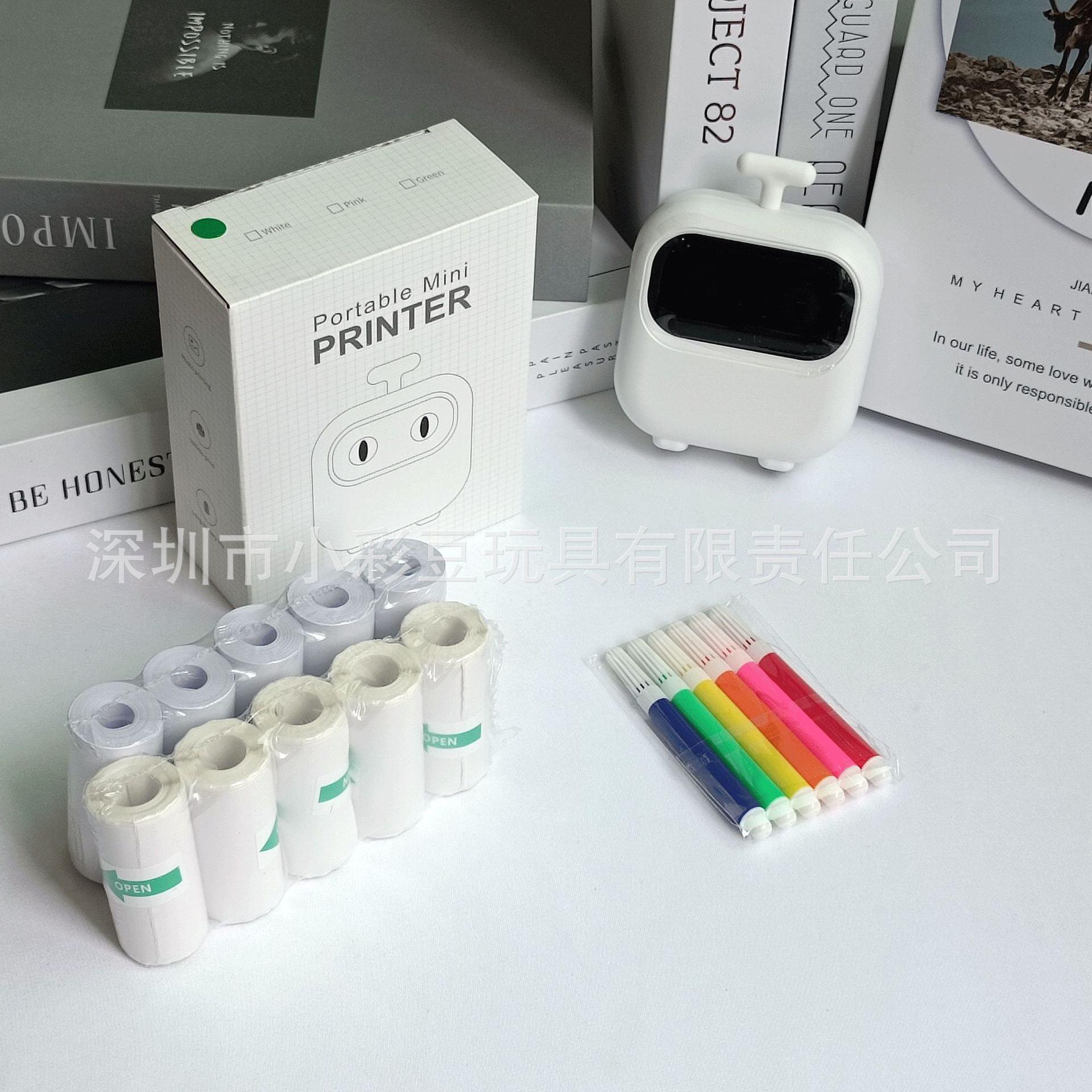 X2 흰색 + 감열지 5개 + 접착지 5개 + 색펜