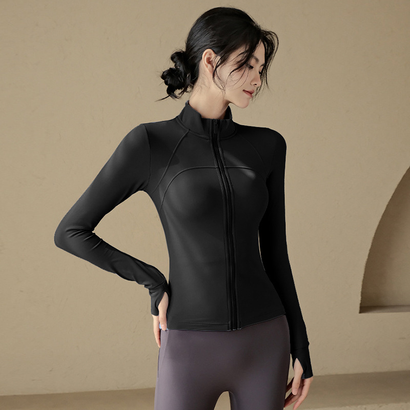 Slim Stand-up Collar Quick-drying Jacket Women's Yoga Clothes Tops Blue Fitness Clothes Women_desvips.com