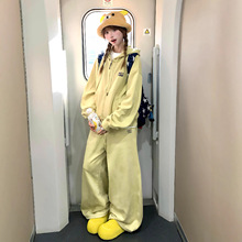 韩国东大门秋冬休闲运动服套装女时尚百搭连帽开衫卫衣减龄两件套