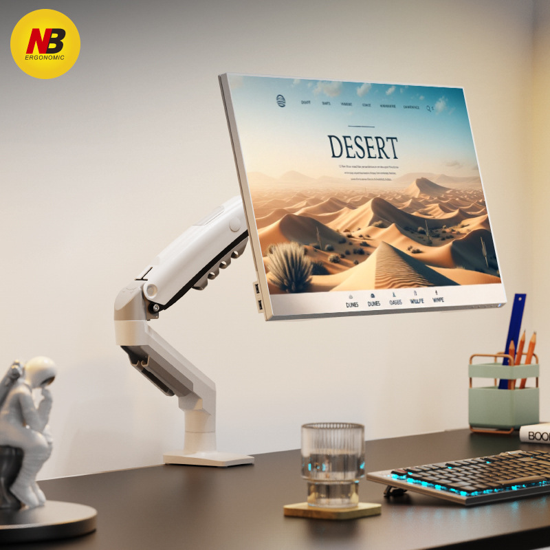 NB F80-W液晶显示器支架桌面万向旋转升降伸缩电脑支架显示器挂架