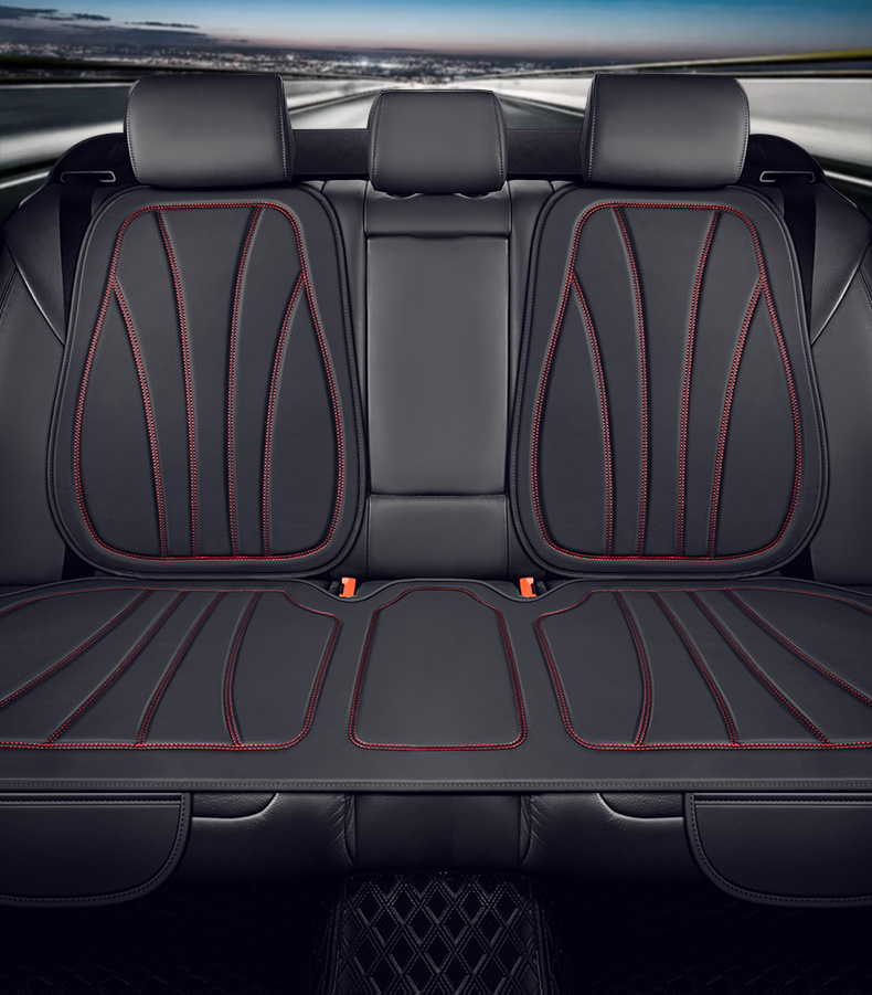 Car Cushion Four Seasons Universal Small Waist Fashion Square Cushion Mercedes-Benz Pattern PVC Simulation Leather Full Envelope Cushion