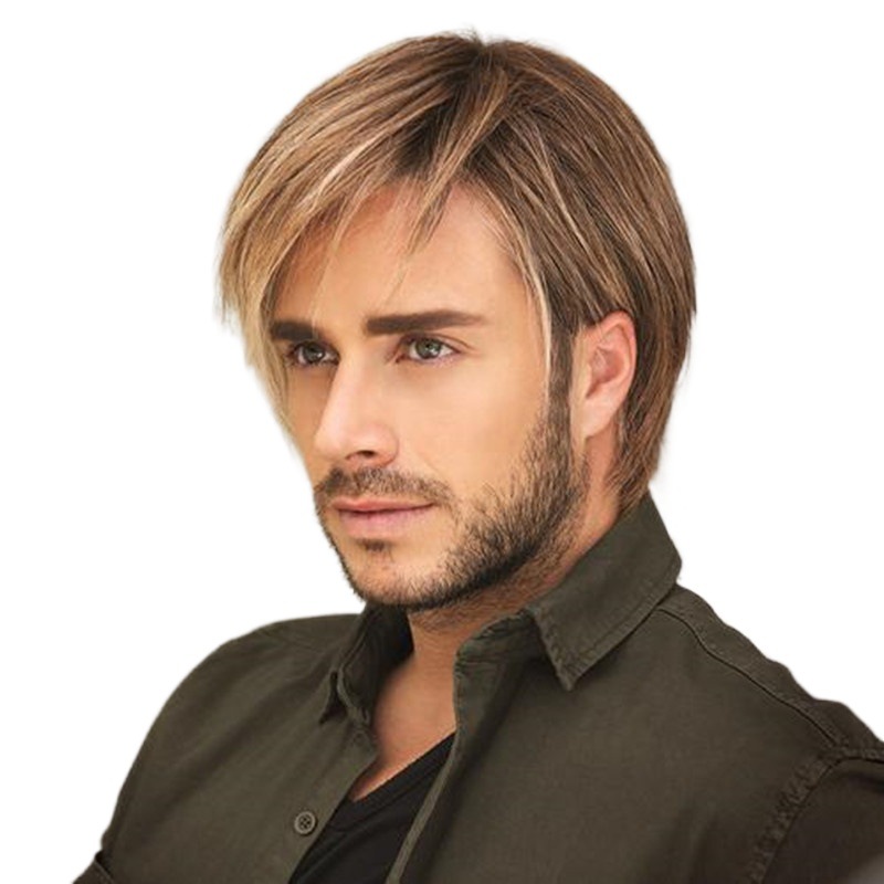 Men's Retro Casual Party Street High Temperature Wire Side Fringe Short Straight Hair Wigs display picture 2