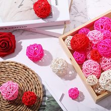 5CM藤球供应幼儿园装饰藤球纯手工彩色圣诞装饰产品批发直销藤编