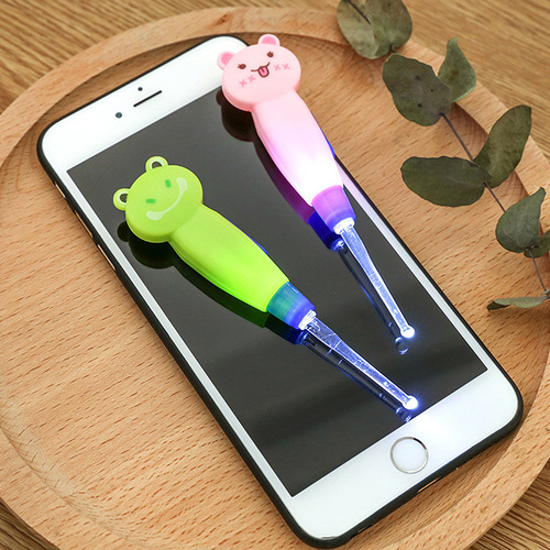 Infant cartoon luminous ear spoon children's ear picking tool ear picking baby ear picking spoon with light cleaning artifact