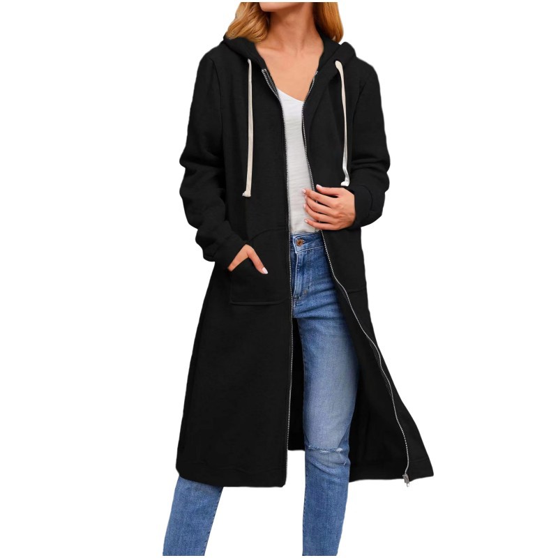 2022 europeo y americano amazon estación independiente otoño e invierno transfronterizo abrigo cálido cremallera suelta abrigo largo con capucha ropa de mujer