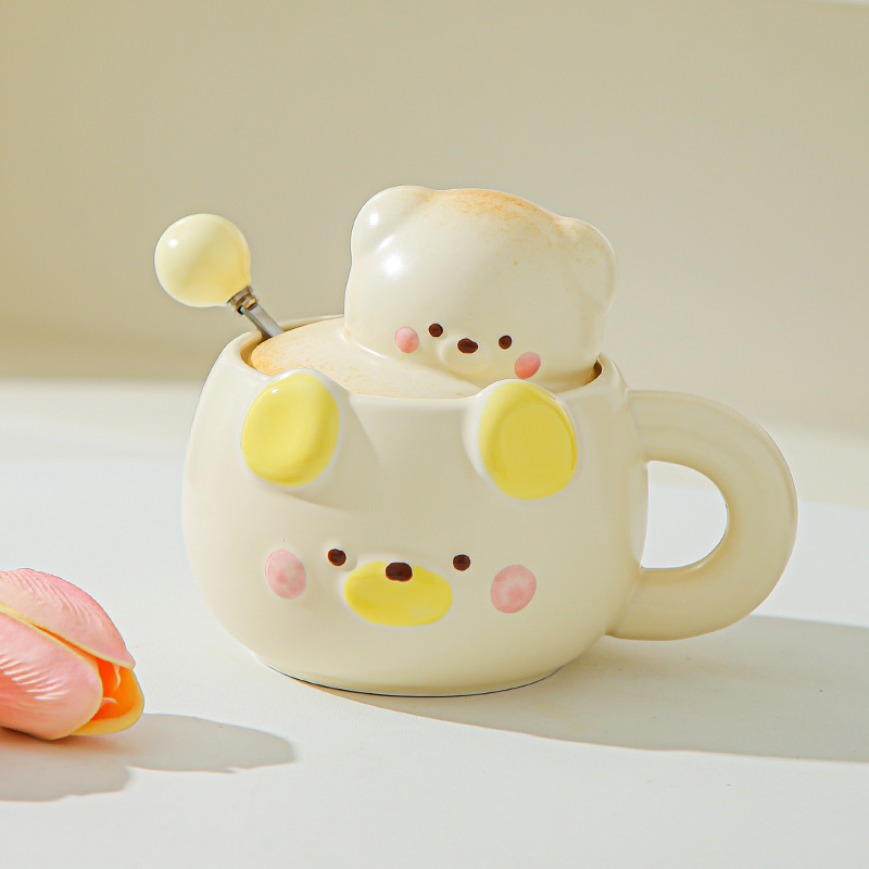 Regalo de cumpleaños para chicas adorables osos tazas de café de agua de alto valor de cerámica regalo de mano