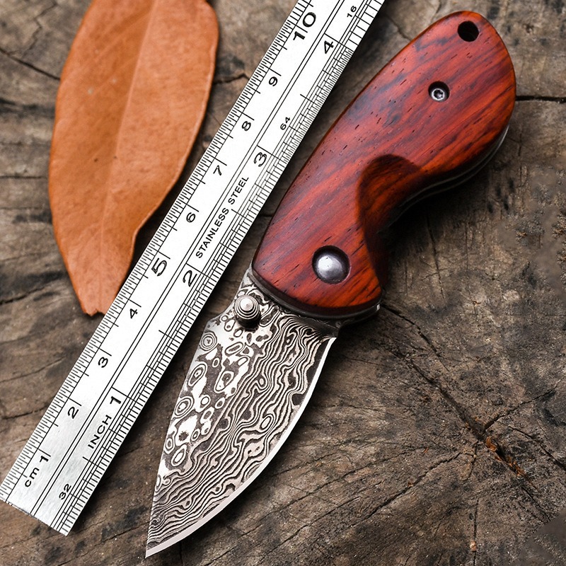 大马士革钢水果刀折叠精致小刀子m390户外潜水防身高硬度刀具口袋