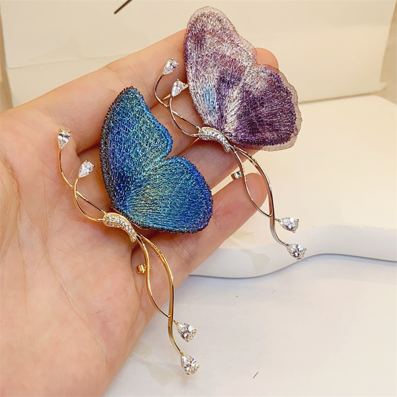 Vintage Schmetterling Brosche Für Damen In Blau Hochwertig_voghion.com
