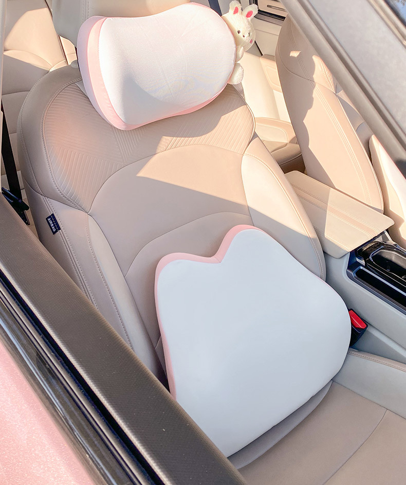 Car headrest neck pillow Four Seasons Universal driving pillow car pillow a pair of car waist support memory foam cute
