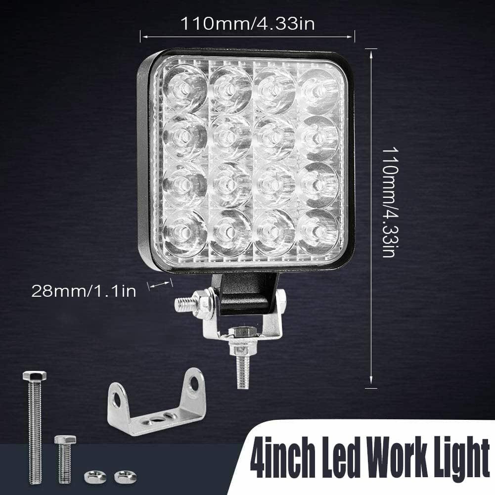 Automóvil LED lámpara de trabajo cuadrada 16 lámpara 48W lámpara auxiliar transformar faro de motocicleta foco de lámpara de vehículo todoterreno image 4