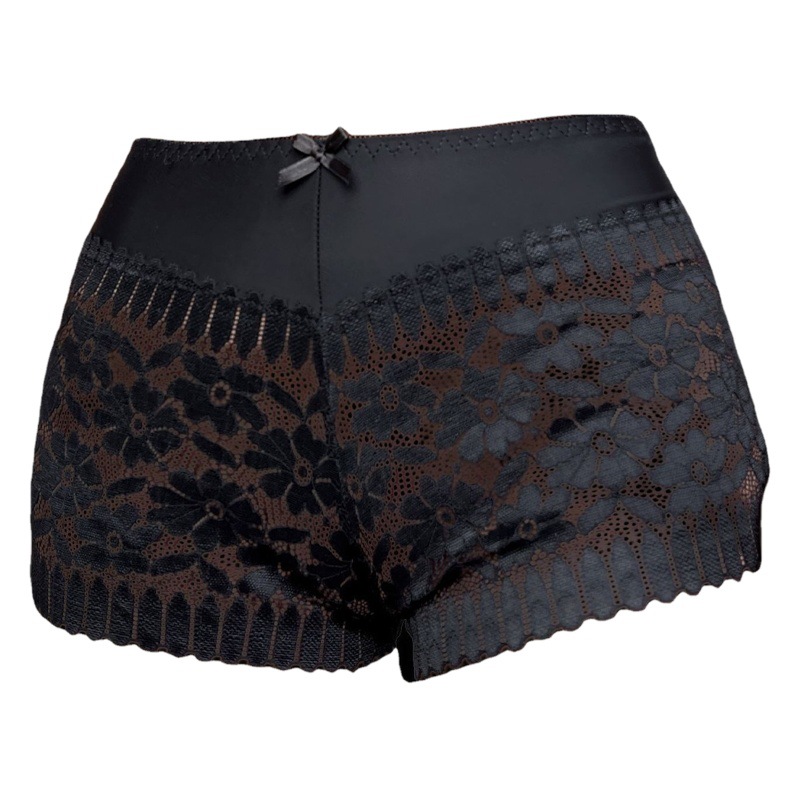 Boxeadores huecos de las mujeres europeos y americanos sexy encaje Mediados de cintura vaina transpirable ver a través de la ropa interior transfronteriza caliente