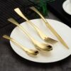 跨境kaya不鏽鋼勺子鏡面不鏽鋼刀叉勺甜品勺不鏽鋼餐具牛排套裝
