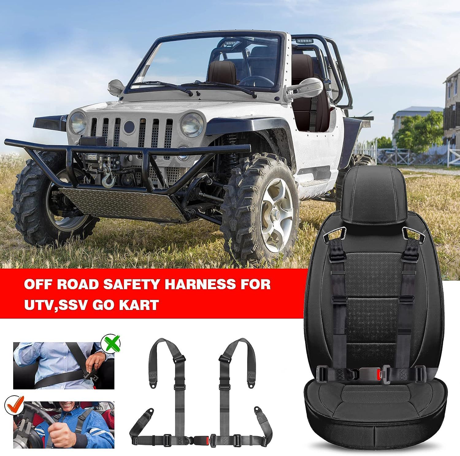 Kart bumper car racing seat four-point seat belt amusement equipment children adult adjustable safety belt