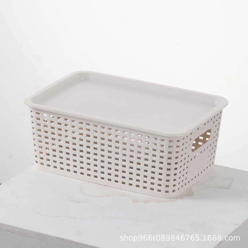 プラスチック中空織物収納バスケットおもちゃ本デスクトップチェック柄竹カバー付き積み重ね可能な収納バスケット卸売|undefined