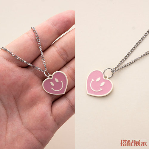 Oil-droplet alloy small pendant personalized necklace bracelet charm heart smile charm keychain DIY accessories