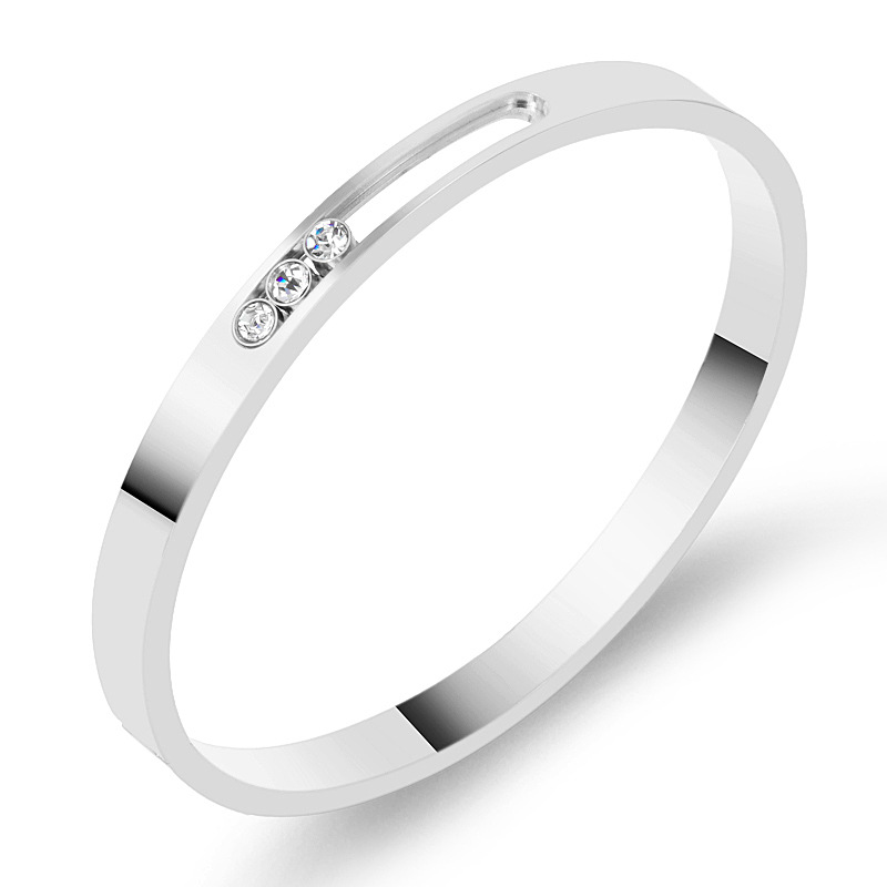 Bangle Classification IG Style Geometric Solid Color Stainless Steel Zircon Bangle In Bulk