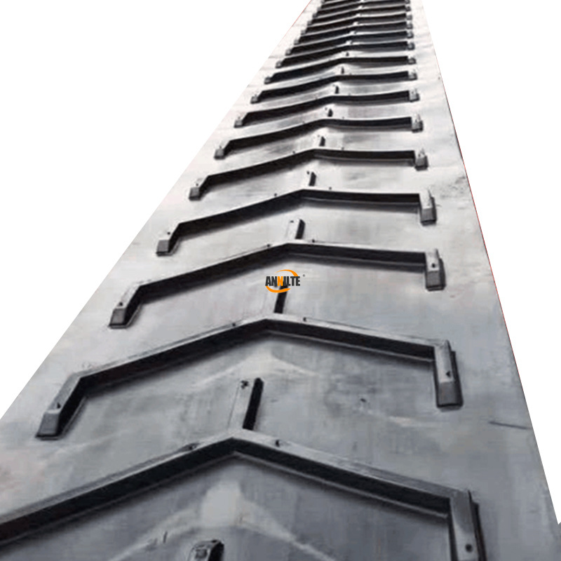 ANNILTE橡胶传送带大八字花纹黑色输送带挡板隔板输送带