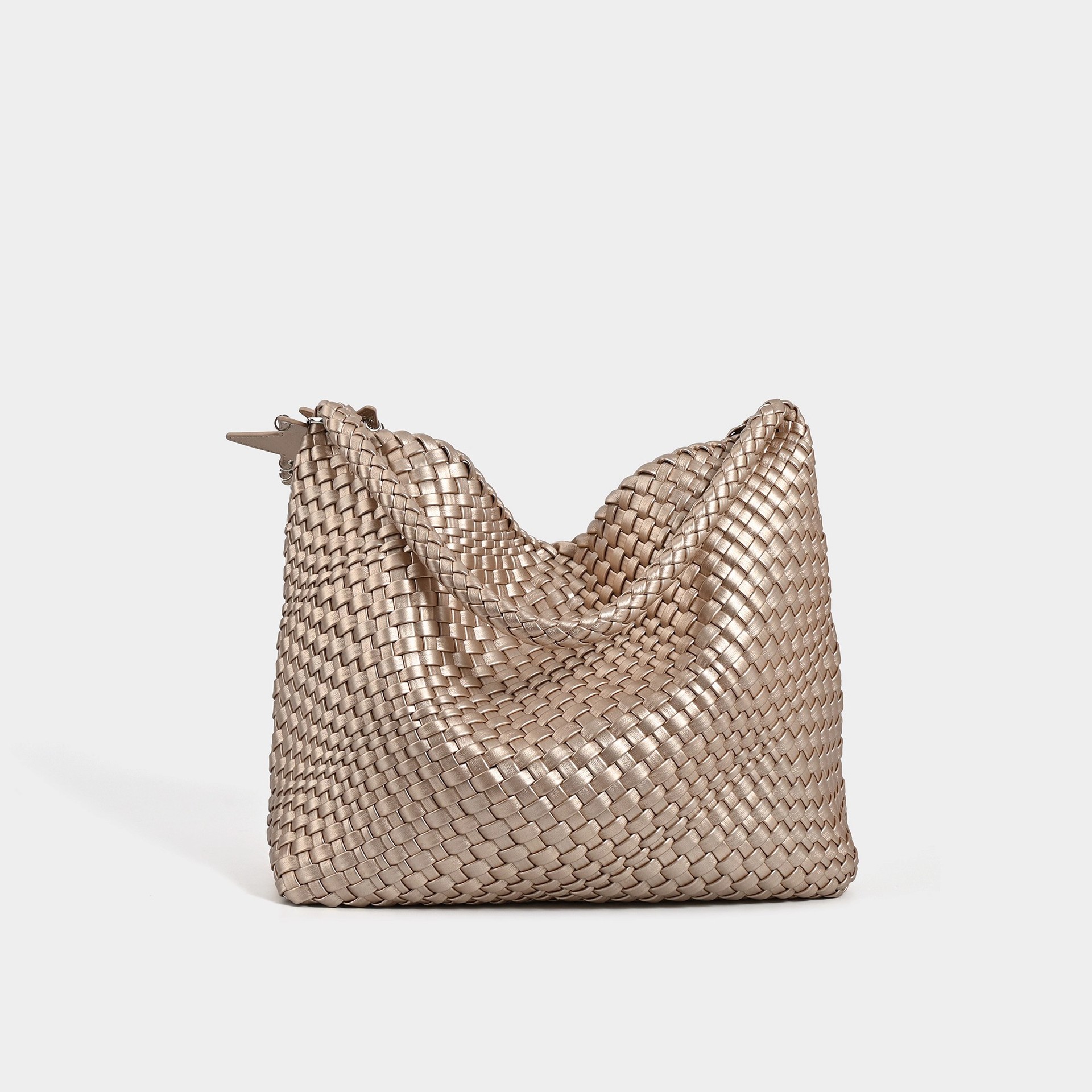 Charlene & Kangaroo Champagnerfarbene Gewebte Damen Tragetasche_voghion.com