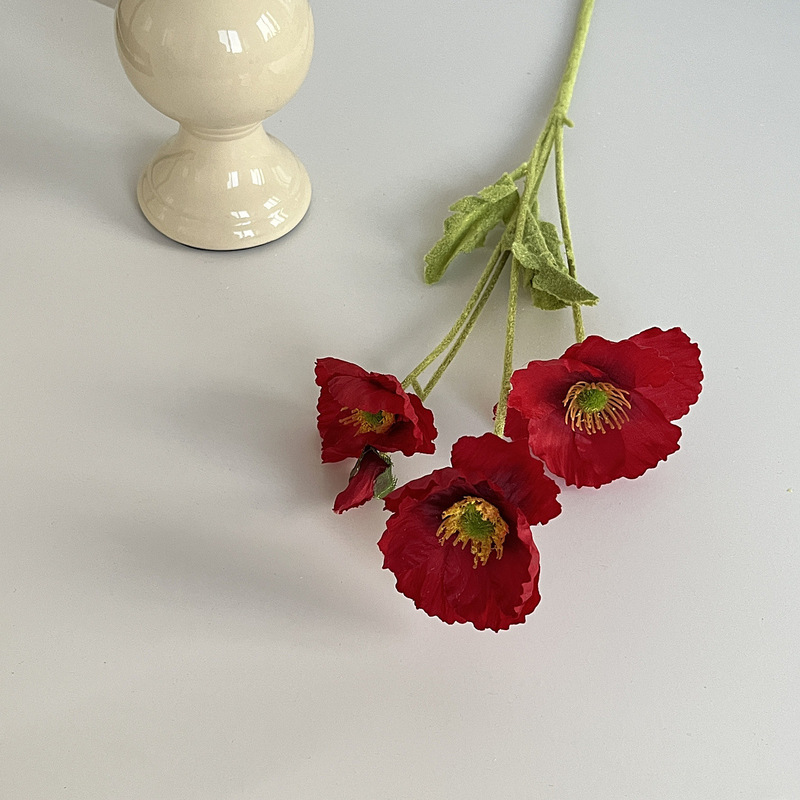 虞美人仿真花婚庆用花莫奈花园仿真花材假花装饰花墙植绒仿真植绒|undefined