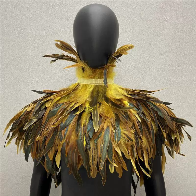 Feather Cape Collar, 120 cm, Multi‑color Costume Accessory (includes white goose feathers)
