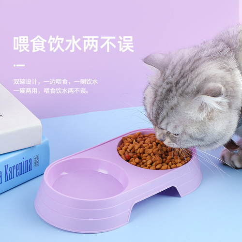 INS macaron color oval pet double bowl pet food bowl small simple style cat bowl dog bowl manufacturer wholesale