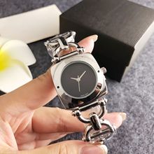 时尚银色女士石英腕表方形黑盘个性链条表带潮酷风格手表小众高级