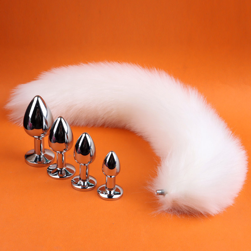Metal Anal Plug with Detachable White Fox Tail, Adult Training Toy — detail image 11