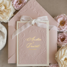 工厂直批婚礼请柬 配丝带信封贺卡 誓言卡留言卡定制内容/logo