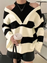 I 11170 Halter Neck Off Shoulder Long Sleeve Sweater �Ҳ�¶