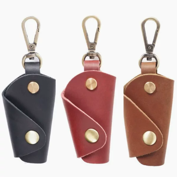 Cross-border in stock PU leather key bag waist retro durable key bag laser engraved logo gift key bag