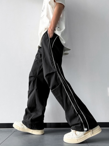 Wholesale High Street Trench Coat Style Men's Spring and Autumn New Arrival American Striped Quick Dry Work Pants for Sports and Casual Wear