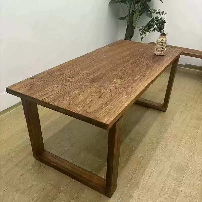 老榆木大板桌家用吃饭餐桌长方形办公电脑桌子实木茶桌工作台书桌
