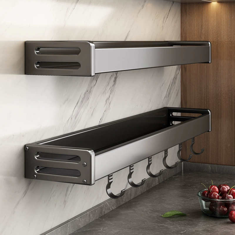 Кухонная многофункциональная настенная полка без перфорации, полка для хранения приправ, настенная бытовая техника